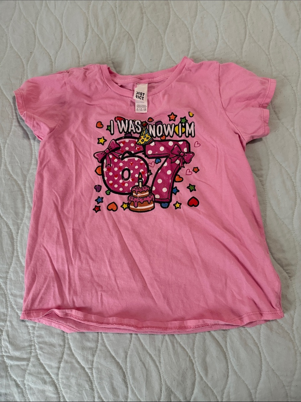 Girls' Pink 'I Was 6 Now I'm 7 Graphic Short Sleeve Tee 67